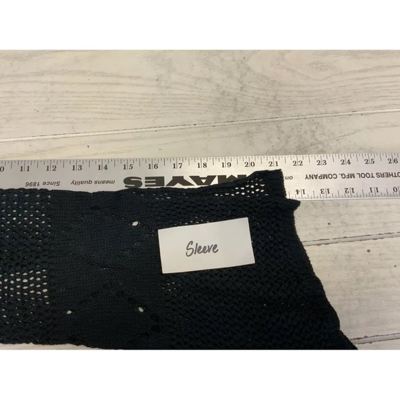 Women's V-Neck Crochet Bell Sleeve Swim Cover Up Dress, One Size, Black - Picture 3 of 8